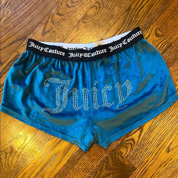 Juicy Couture Blue Athletic Shorts with Rhinestone Design S - Picture 1 of 2